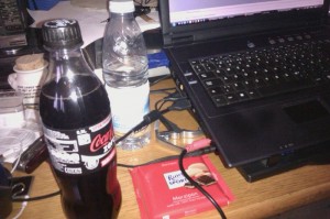 Coca Cola Zero og Ritter Sport med Marcipan