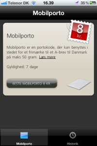 Mobilporto app af Post Danmark